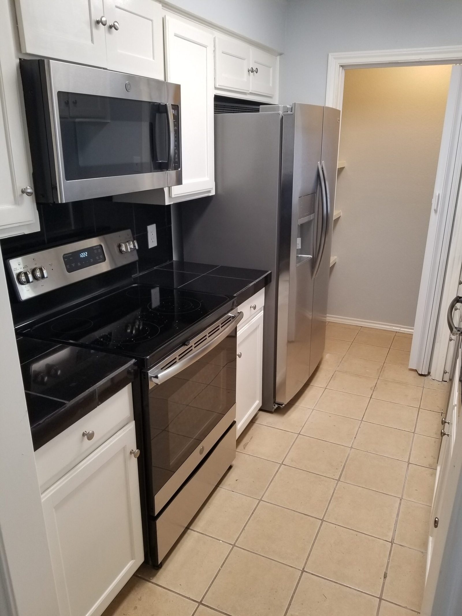 New stainless steel range, over-range microwave and French-door refrigerator